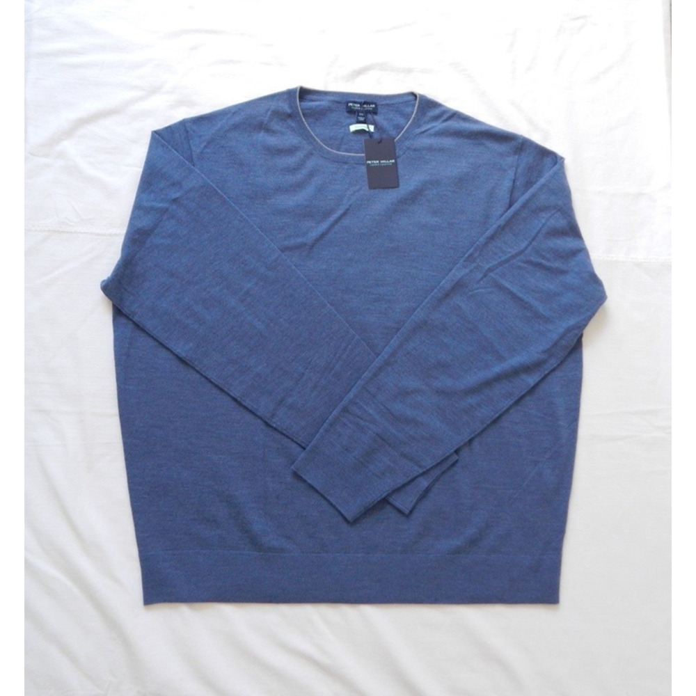 NWT Peter Millar Crown Excursionist Flex Crew Merino Wool Sweater Blue Men XXL
